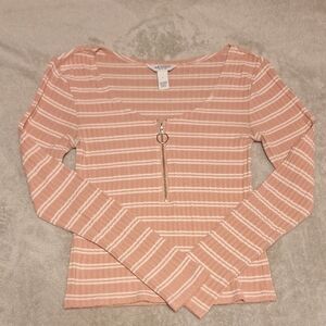 Arizona Jean Company Pink Striped Long Sleeve Top